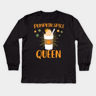 Pumpkin Spice Queen Kids Long Sleeve T-Shirt